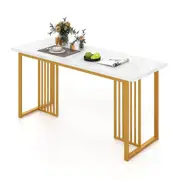 Giantex 160 CM Dining Table for 6-8 People Kitchen Table w/Faux Marble Tabletop White