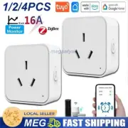 1-4x Tuya WiFi / Zigbee 16A Smart AU Socket Plug Voice Control for Alexa Google