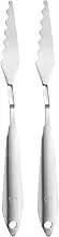 uxcell 2pcs Palette Knife Painting Tool 8.66" 304 Stainless Steel Angled Serrated Spatula Painting Pallet Knives with Hole Design for Acrylic Canvas, Silver