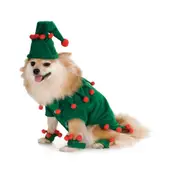 Rubies Elf Dress/Hat Cuffs Pet/Dog Dress-up Cosplay Christmas Costume Set M