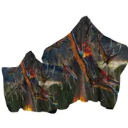 Cool Dinosaurs Art Volcano Eruption Towel with Hood
