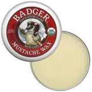 ORGANIC MUSTACHE WAX BADGER 100% CERTIFIED ORGANIC BEARD NATURAL OIL TIN 21g