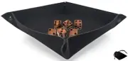 (6) Pearlized Dice Olympic Bronze w/Pouch + Dice Rolling Tray Foldable Mat Felt