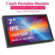 7'' Portable Monitor 1024x600 IPS LCD VGA AV Input DC Power Screen For PC Laptop