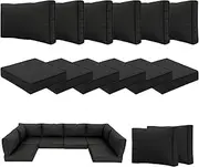 PROHIKER Patio Cushion Cover Replacement 14 Pack Outdoor Sofa Cushion and Pillow Covers Only with Zipper for 7-Piece Outdoor Patio Furniture Conversation Set (Black)