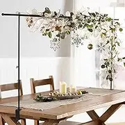 Over The Table Rod, 46-82''Length, Adjustable Metal Balloon Flower Arch Stand, Decorated Arch for Indoor & Outdoor, Party Stands for Birthday, Wedding, Halloween, Christmas, Black OSY001