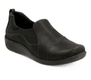 $85 Clarks Women's Black Round Toe Cloudsteppers Sillian Paz Flats Black Size 11