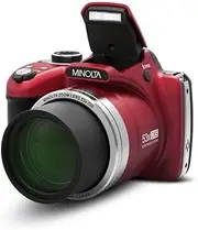 [Minolta] Pro Shot 16MP HD Digital Camera – 53x Optical Zoom, 1080p Full HD Video, Optical Stabilization, 3-inch LCD, Panorama, HDR, Face Detection, Smart Modes, 16GB Card (Red)