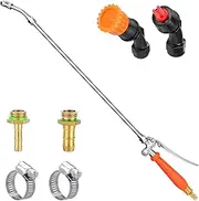 VANPET All Metal Sprayer Wand with 3 Types of Nozzles, Fan Nozzle Replacement, Stainless Steel & Brass, 29 Inches, 3/8" & 1/4" Barb, 2 Hose Clamps