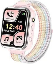 PTHTECHUS Kids Smartwatch Phone with MP3 Game, Childs Smart Watch with Two Way Calls SOS Double Cameras Music Video Player 24 of Games Recorder Pedometer Tools Watch Toy for Boys Girls Birthday Gifts