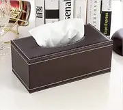 Leather Tissue Box Holder - Waterproof Rectangular Tissue Box Cover Vintage Napkin Paper Holder for Home,Office&Car Decor (Brown)
