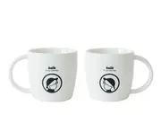 C70 2PCS Pure White Boy and Girl Couple Set Cup with Spoon Good Morning Beautiful Coffee Mug for His and Hers Valentines Day Gift
