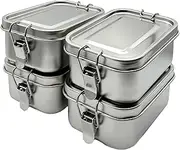 4PCS Stainless Steel Bento Box With Lock 550ML Reusable Metal Lunch Container for Adults, Leak Proof Portable Snack Box, Easy to Clean