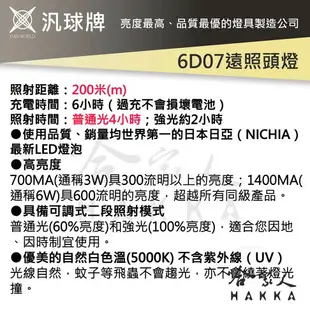 【 汎球牌 】6D07 LED 登山戶外專用 省電 250M 遠照頭燈 登山愛用款 超亮 修車 露營 夜釣 登山 哈家人【樂天APP下單最高20%點數回饋】