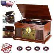 Stylish Bluetooth Turntable: Vinyl Player with 10 Functions & Stereo Speakers