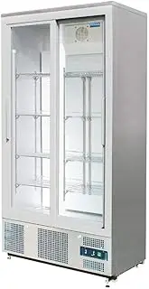 Polar G-Series Stainless Steel Double Sliding Door Upright Back Bar Fridge, 490 Liter Capacity, Silver