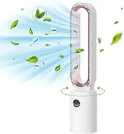 Cobuy Bladeless Tower Fans for Bedroom, Electric Fan Airflow Purifying Fan, 24 Speeds Settings, 12-Hour Timing, Pink