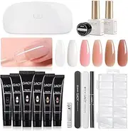 GAOY Poly Gel Nail Kit with U V Light Starter Kit, 6 Pcs Builder Gel Extension Kit for Beginners with Everything Nail Art DIY