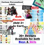Personalised Vinyl Name Label School sticker cartoon Kids waterproof boy girl
