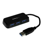 StarTech Four Port External USB 3 Mini Hub w built-in cable [ST4300MINU3B]
