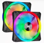 CORSAIR QL140 RGB Dual Fan Kit with Lighting Node Core, ICUE, Anti Vibration, Lo