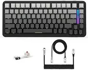 LexonElec X ATTACK SHARK M86 Pro Wireless Mechanical Keyboard, BT/2.4G/Wired, 4000mAh, Hot Replaceable Linear Switch, PBT Keys, QWERTY, RGB Keyboard with Spiral Cord. (Grey)