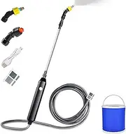 Stainless Steel Water Hose Sprayer Wand Spray Adjustable Electric Handheld Retractable 23 Inch Watering Sprayer Wand with 16.4 Feet Hose,2 Nozzle,Filter Net and 11L Bucket