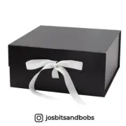 Black Magnetic Closure Gift Box with White Ribbon 28 x 28 x 12.9 (Medium Square)