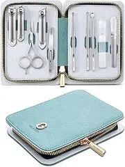 MR.GREEN Manicure Set 10 in 1, Premium Stainless Steel Nail Clipper Set, Personal Nail Care Tools Manicure Pedicure Kit, Portable Travel Grooming Set for Men and Women with Exquisite Leather Case