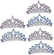[FOMIYES] Sets Girls Hair Accessories Tiara Boys and Girls Crown Comb Crystal Headdress Silver Blue for Birthday Party Pcs