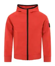 Stone Island Junior Zipped Logo Patch Hooded Jacket 3Y,2Y red