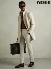 Reiss Oatmeal Bhule Wool-Blend Hybrid Coat (E78656) | $710