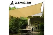 Wallaroo Square Shade Sail 3.6m x 3.6m - Sand