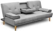 Sofa Bed 188CM Grey Faux Linen Comfortable Sleeper Couch Modern Furniture Living Room