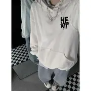 Long-Sleeve Lettering Hoodie White - M