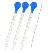 3 Pcs 10ml Borosilicate Glass Graduated Dropper Pipettes Kit with Brush, Clear