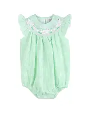 Lil Cactus Seersucker Easter Bunny Smocked Flutter Romper