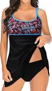 [Generic] Women S Swimsuits with Shorts Women Sexy Swimsuits with Skirt 2 Piece Swimwear Color Block Bathing Suits Sunflower Swimsuits for Big Girls