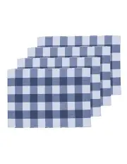 [Ladelle] Gingham Ribbed Placemats Set 4 Pack in Blue