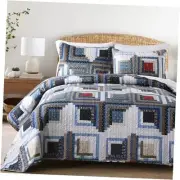 Quilt Set King Size, 3 Pieces Bedspread Coverlet Plaid Patchwork Quilt