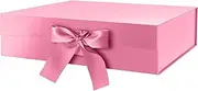 PETSLOVE Large Gift Box with Lid 34.29x25.4x8.89 CM,Pink Magnetic Gift Box with Ribbon,Bridesmaid Proposal Box, Luxury Gift Box (Glossy)