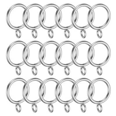 1 Inch Inner Dia Curtain Rod Rings with Eyelets, 18 Pcs, Silver Tone