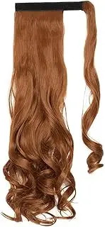 Synthetic Long Curly Wavy Clip In Ponytail Hairpiece Wrap Around Ponytail Hair Extension Light auburn 17 Inch