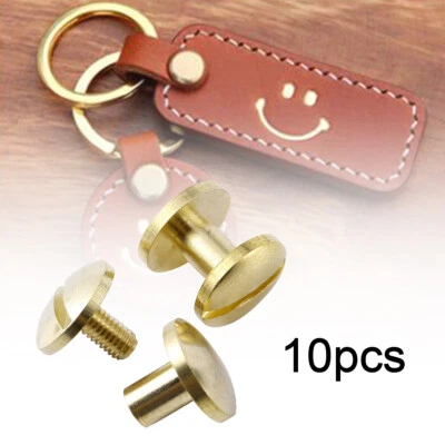 10pcs Brass Solid Rivet Belt Screw Leather Craft Chicago Screw Nail 4-10mm NEW