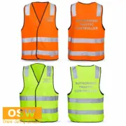 Hi Vis Yellow Orange Day & Night AUTHORISED TRAFFIC CONTROLLER Safety Work Vest