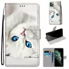 Flip White Cat Wallet Phone Case For iPhone 11 12 Pro Max XR XS 6 7 8 SE 2020
