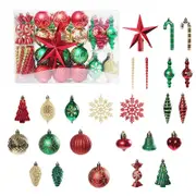 Catzon 88 Pcs Christmas Balls Ornaments with Hang Rope Home Party Decor-Red