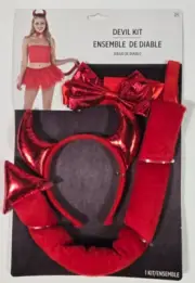 Devil Costume Kit - Headband with Horns, Collar Bow Tie & Tail