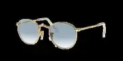 Ray-Ban Round Metal Sunglasses, Gold Frame, Light Blue Gradient Lens, 53mm
