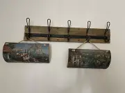 Decorative hand painted wall tile art; set of two.